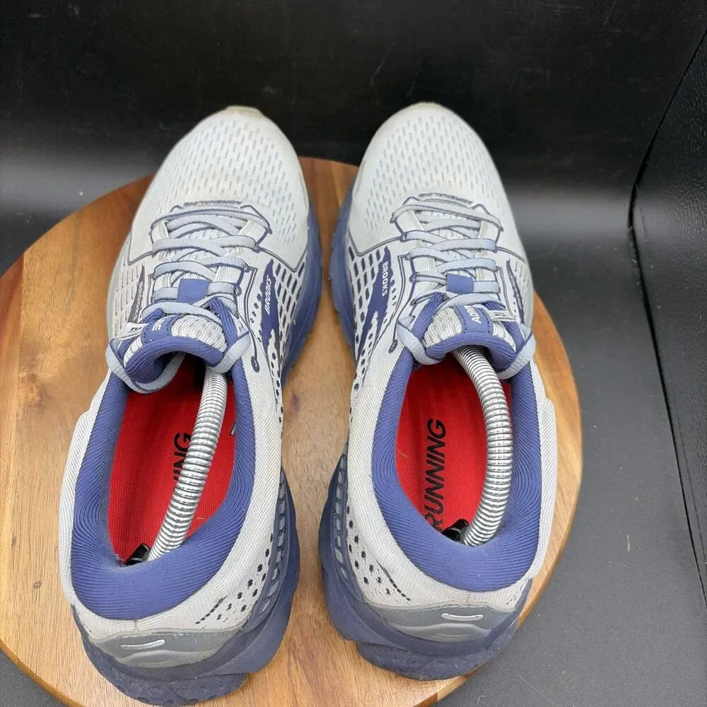 Brooks Adrenaline GTS 21 Mens Size 10 Running Shoes Gray Sneakers Athletic Blue